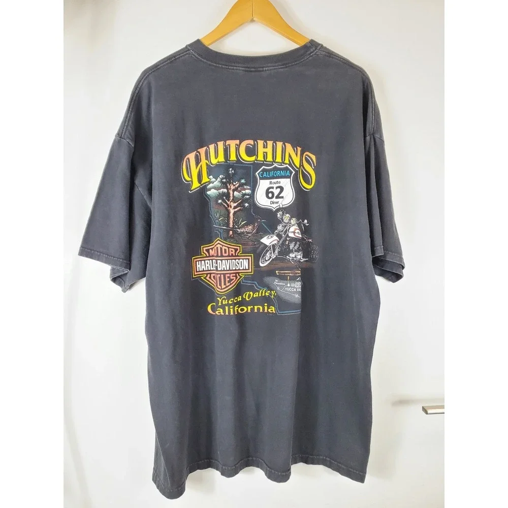 Harley-Davidson Men's 2XL Racing Flame T-Shirt Black Made USA Vintage 90s Tee